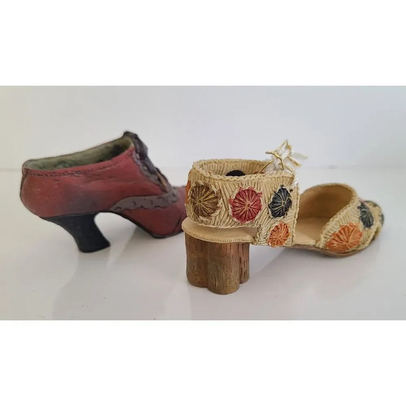 Vintage 1999 Nostalgia Popular Imports Antique Style Womens Boot Shoes Set Of 2 - Picture 4 of 6